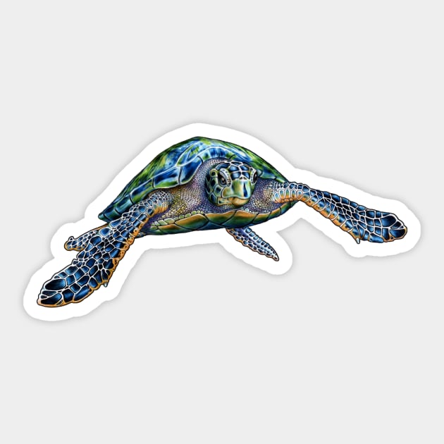 Sea Turtle Sticker by Tim Jeffs Art